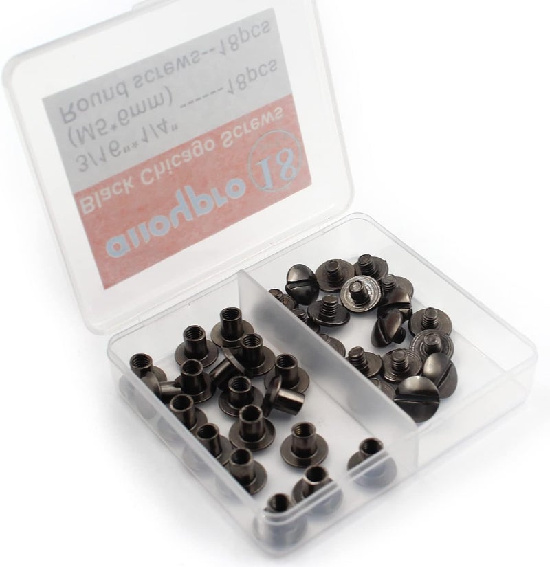 ALLOYPRO 36 Pcs Gun Metal Round Metal Chicago Binding Screws Assorted Kit Nail Rivet Chicago Button DIY Leather Decoration Bookbinding Round Flat Head Stud Screw M5x6mm - Image 5